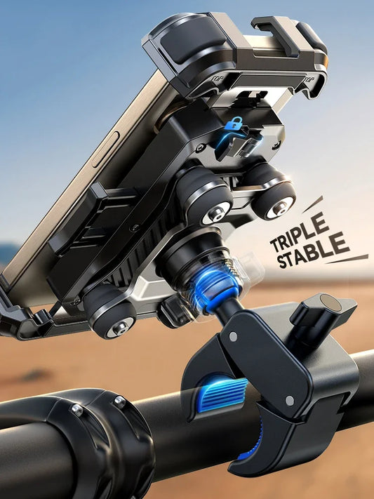 Motorcycle Phone Holder Anti Vibration Phone Mount for Motorcycle Handlebar Bike Phone Mount for iPhone for 4.7-7” Phone