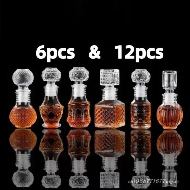 50ml 100ml 6pcs 12pcs Whisky Glass Liquor Bottle French Carved For Alcohol Wedding Gifts Wine Mini Container Storage Favour Set