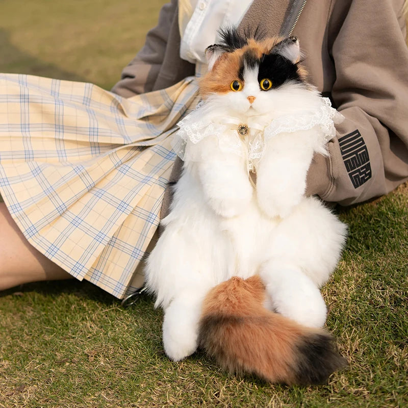 Mini Calico Cat Plush Backpack Soft Shoulder Bag