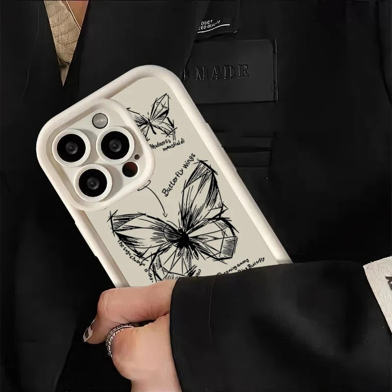 For Samsung Galaxy S24 Ultra S22 S21 Plus S23 FE Cartoon Butterfly Rose Flower Phone Case