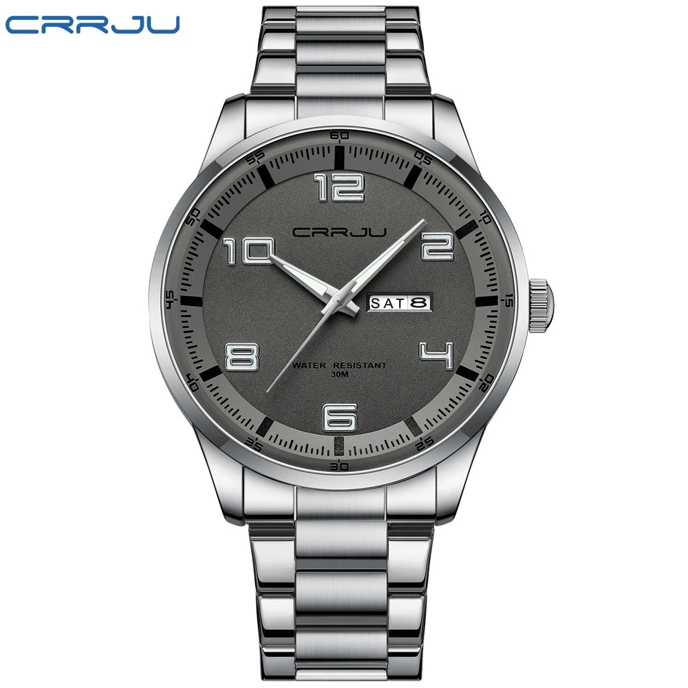 Men Luxury Watches Stainless Steel Quartz Auto Date Clock with Luminous Hands Relogio Masculino