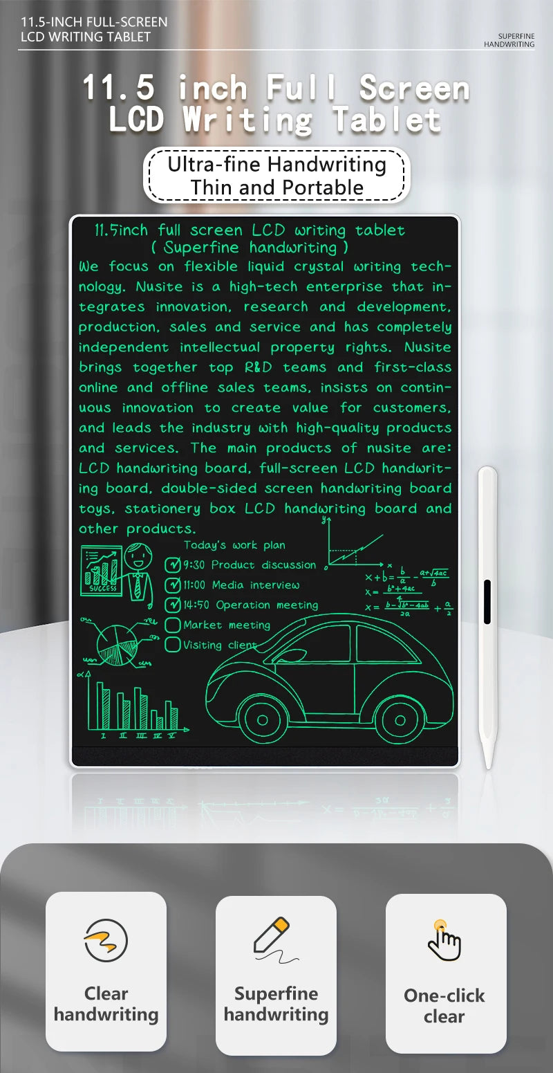 11.5-inch Full Screen Superfine Handwriting LCD Writing Tablet Electronic Drawing Board  Graffiti Painting Memo Learn Pads