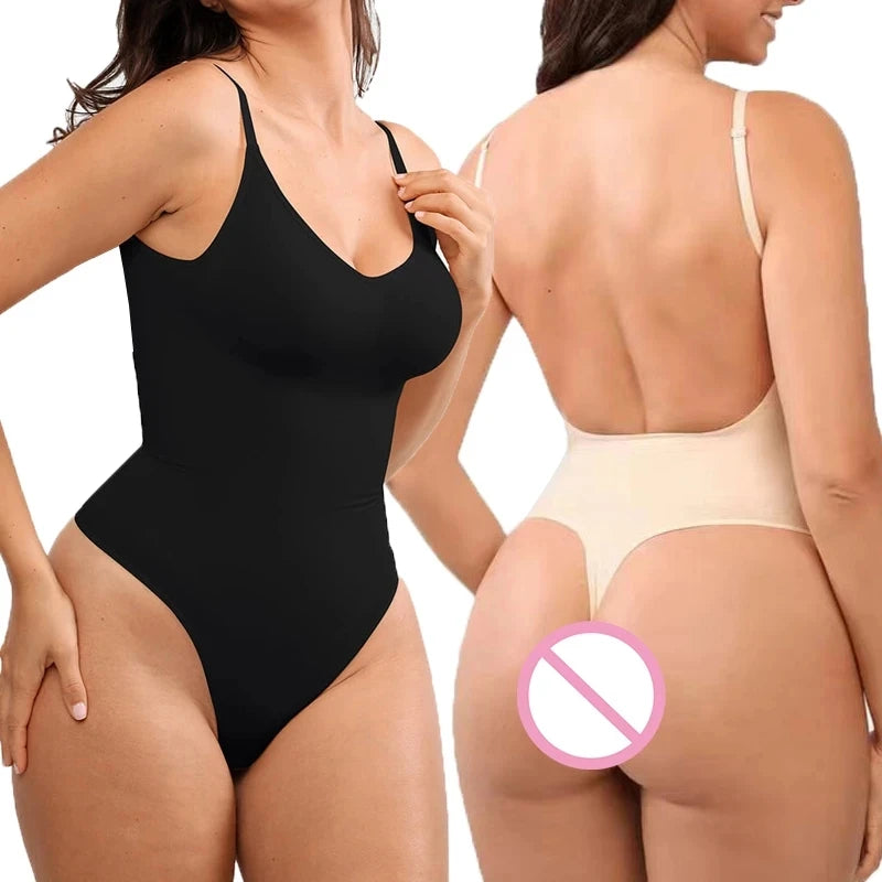 Women Backless Thong Bodysuit Shapewear – Tummy Control Slimming Corset
