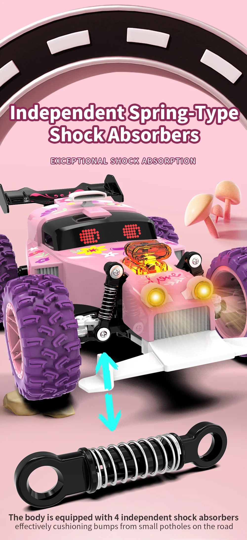 High Speed RC Car With LED Lights Sports Off-road 2.4GHz Remote Control Climbing Vehicles Cars Toys for 's Toy