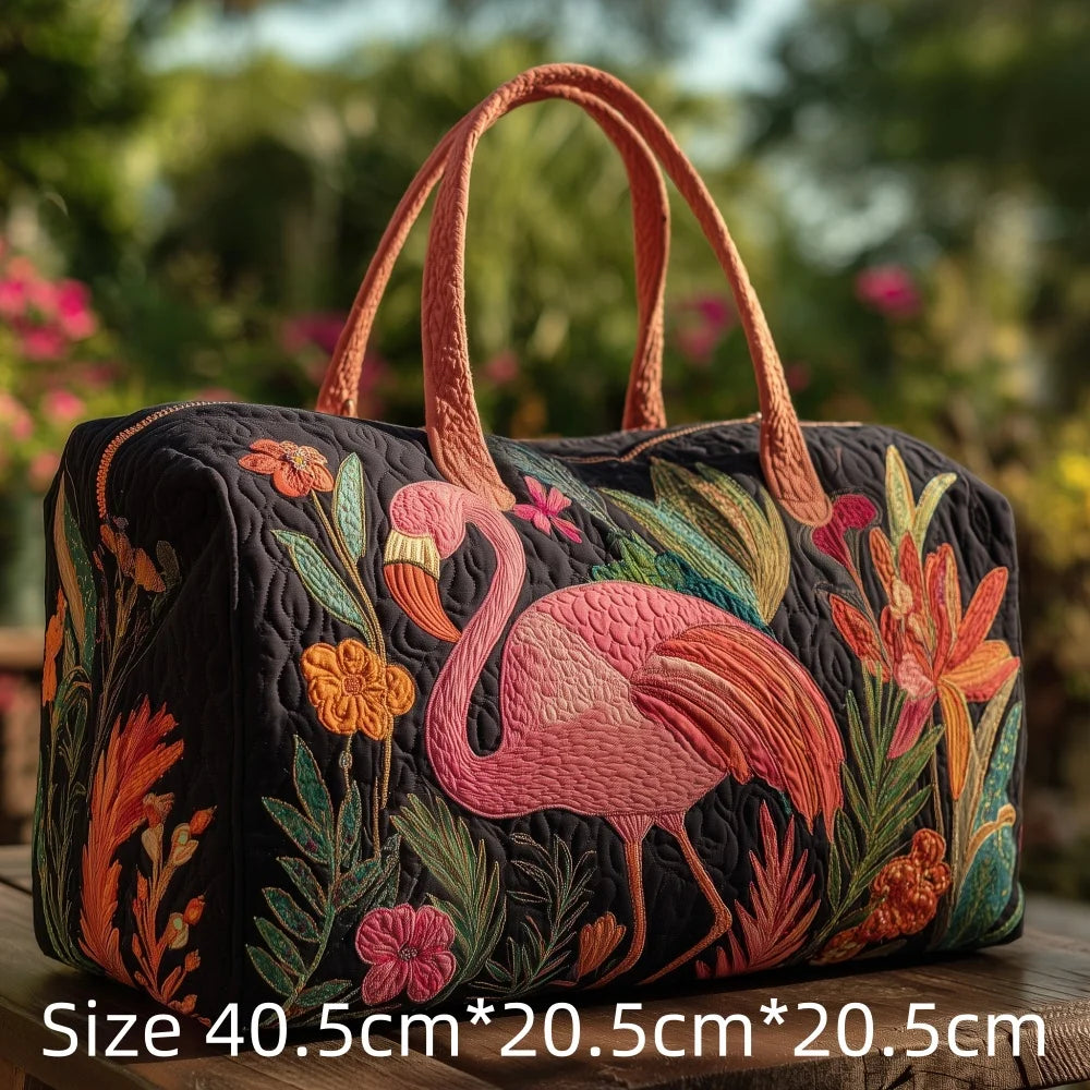 Hot Sale 3D Quilted Flamingo Bag Women Weekender Bag Tropical Palm Leaves Travel Tote Overnight Beach Vacation Carry On Bags