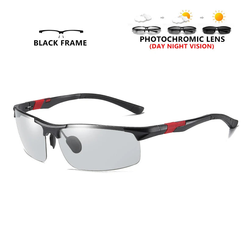 Aluminum Photochromic Polarized UV400 Day Night Driving Sunglasses for Men Women