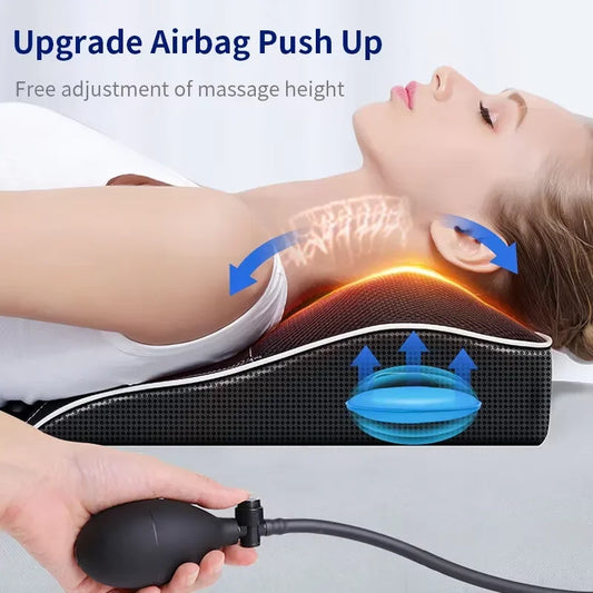 Electric Shiatsu Massage Pillow Neck Airbag Traction Body Massager Car with Heating and Vibration Function