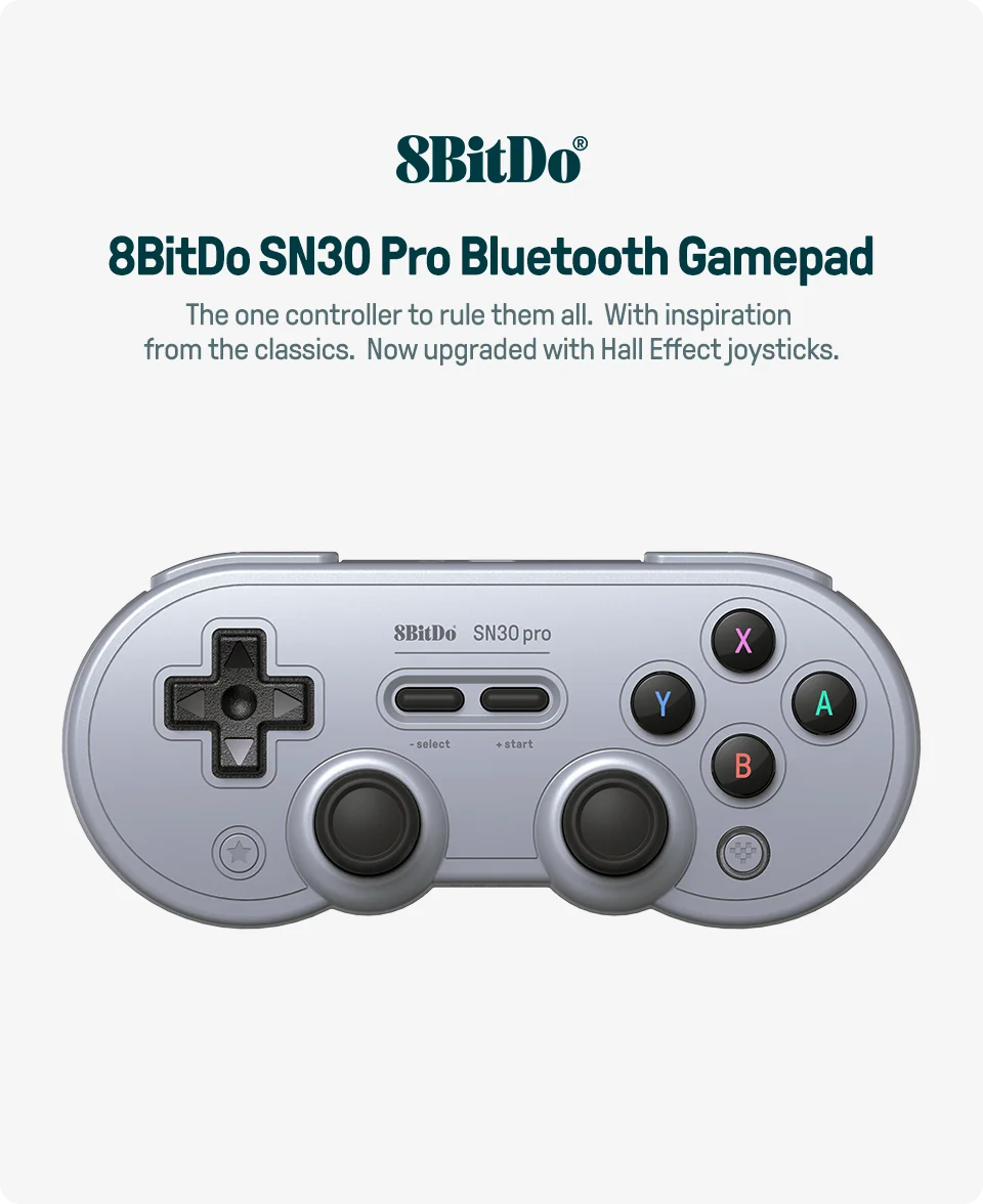 Wireless Bluetooth Gaming Controller with Hall Effect Joysticks for Nintendo Switch and PC