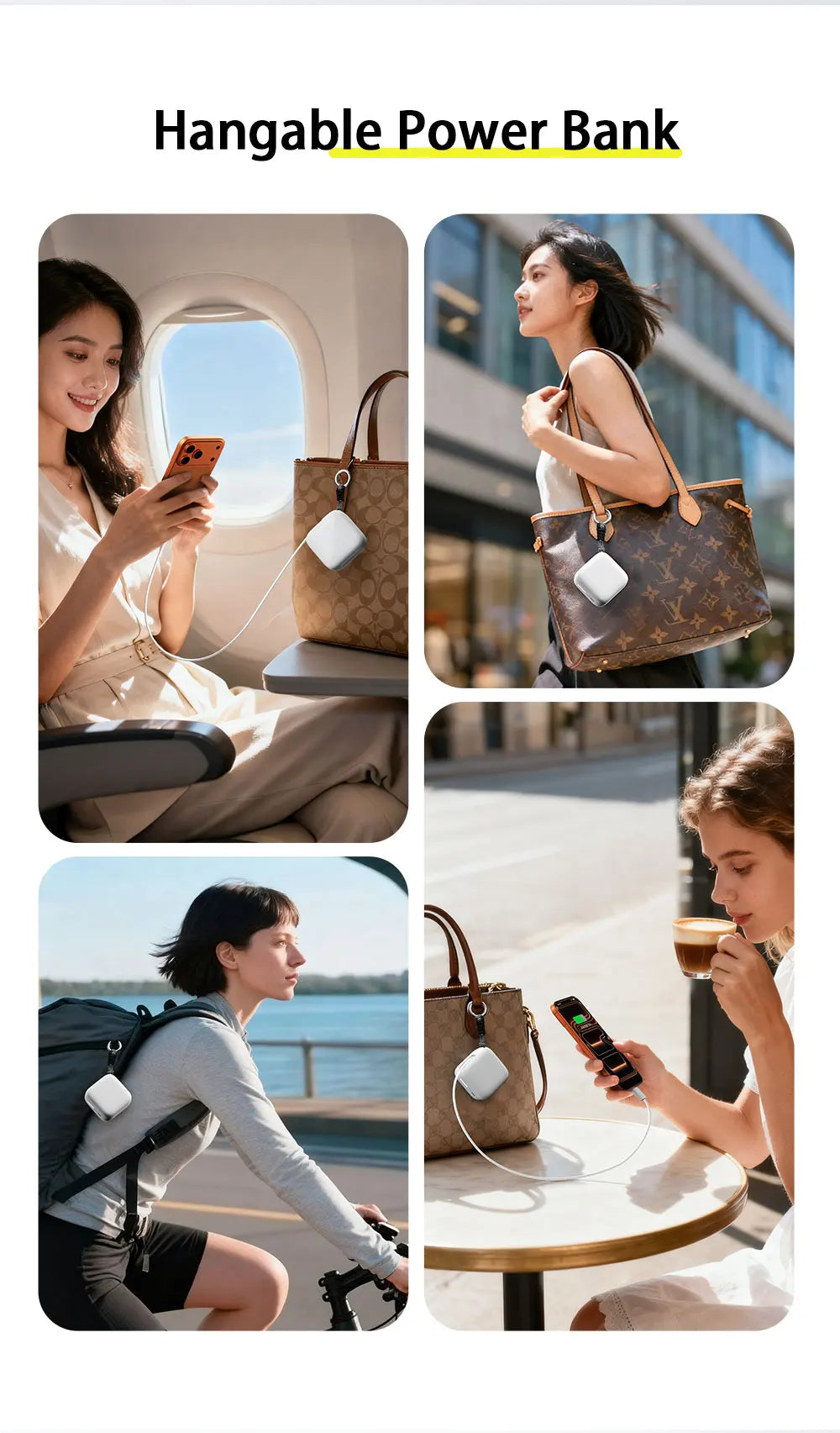 40W Fast Charging Protable 10000mAh PowerBank Gallium Nitride With 70cm Retractable Type-C Cable for iPhone 17 16 Xiaomi Huawei