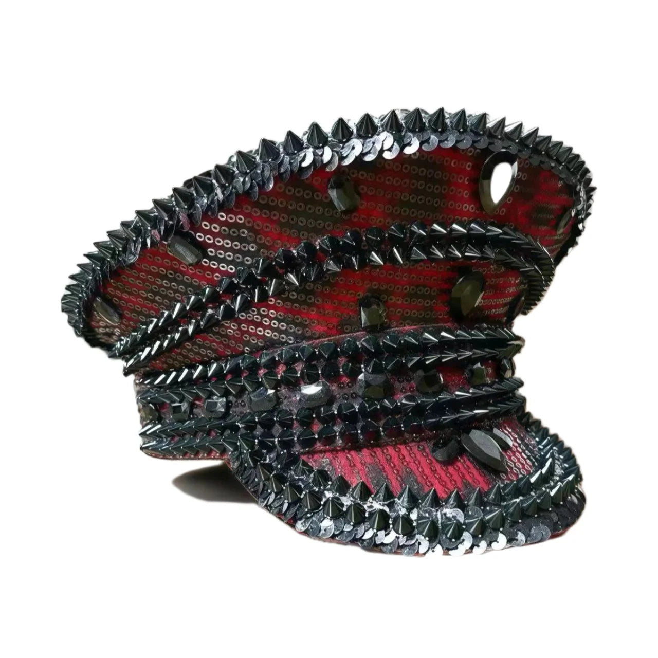 Bling Captain Hat Rhinestone Captains Hat for Men Steampunk Handmade Burning Man Mardi Gras Music Festival HongLuan Unisex