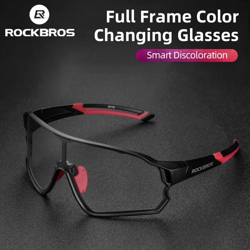 Photochromic Bicycle Glasses UV400 Goggle Large Frame Men Women Sports Bike Eyewear Sungless Adjustable Cycling Glasses
