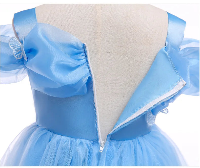 12 10 Yrs Girls Party Dresses Blue Butterfly Gala Prom Gown for Children Kids Formal Events Costume Birthday Princess Clothes