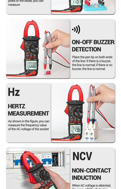 AC Current Clamp Meter  Digital 4000 Counts Multimeter Ammeter Voltage Tester Car Amp Hz Capacitance NCV Ohm Tool