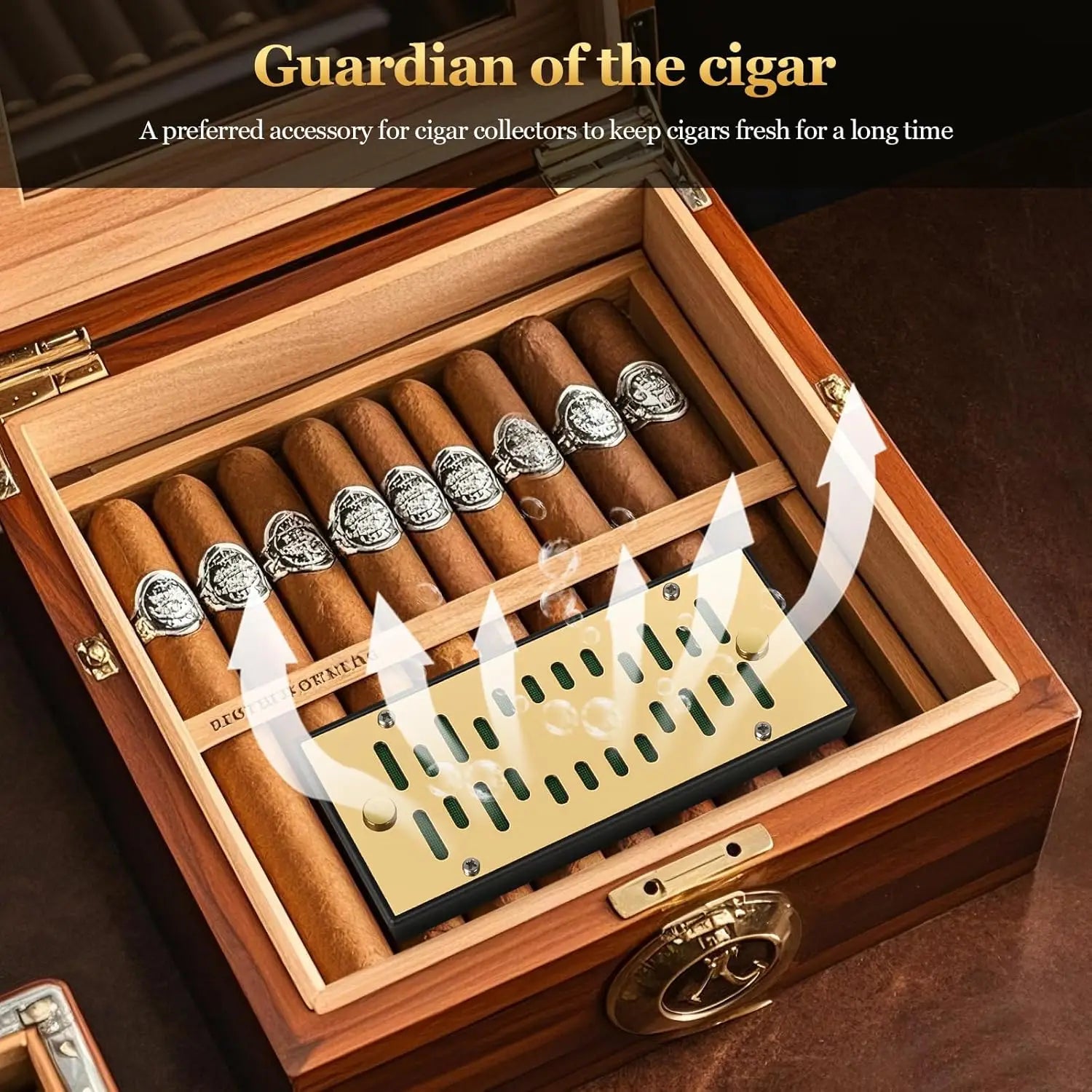 High-end Cigar Humidifier, Rectangular Cigar Humidifier Regulator with Manual Humidity Control Function, Keep Cigars Fresh