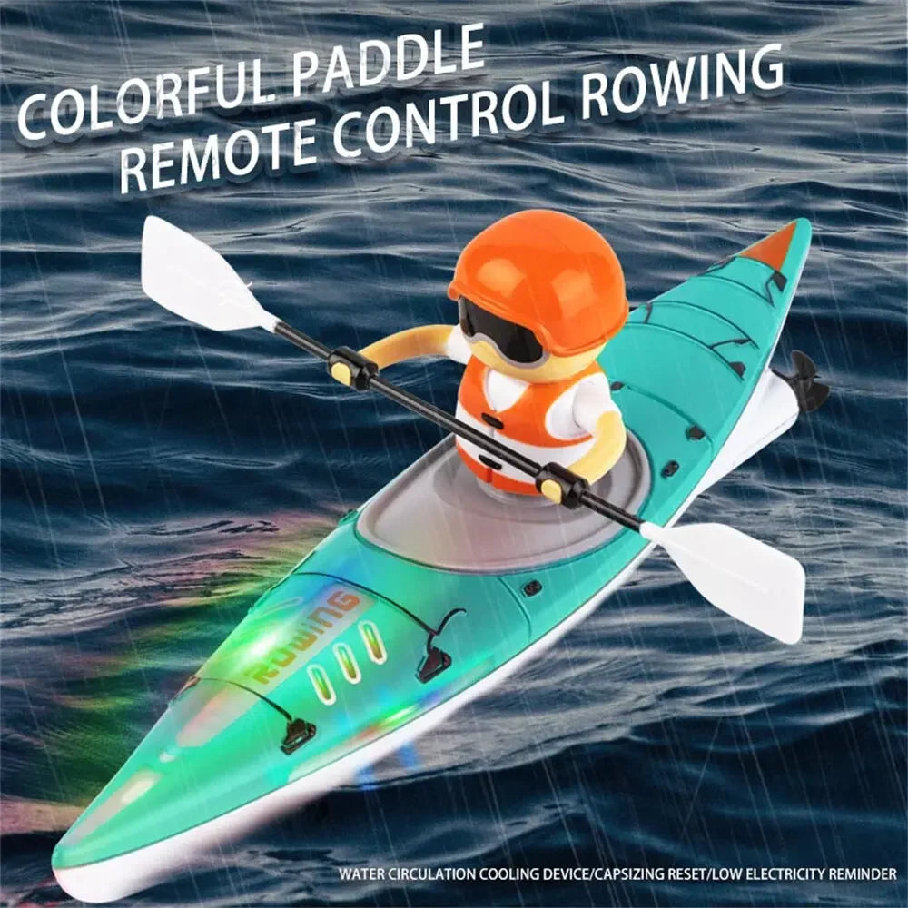 Rc Boat Kayak Racing Ship 2.4G Remote Control Rowing Boat Paddling Water Competition Games Summer Outdoor Toy for Boys Gift
