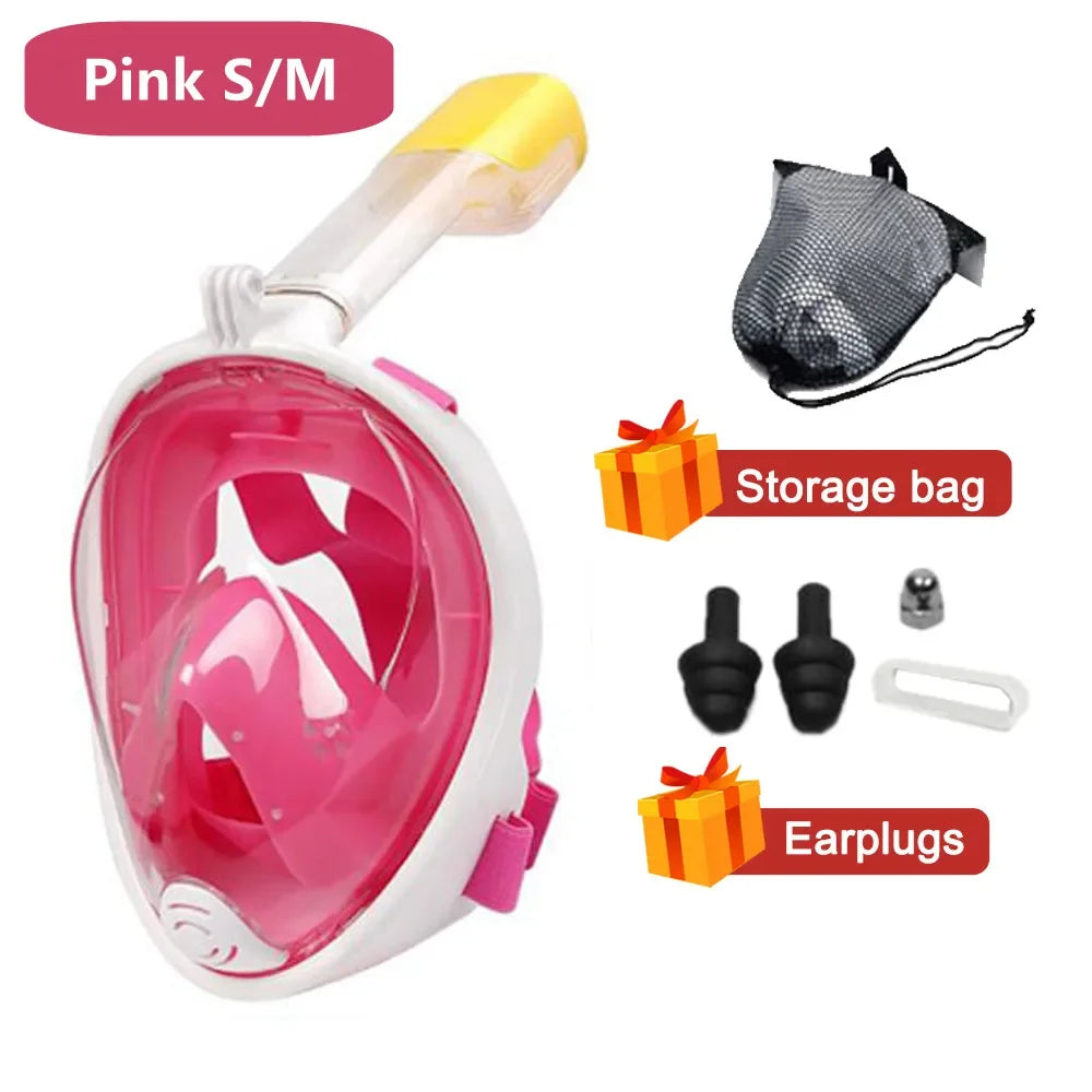 Underwater Snorkeling Full Face  Swimming Mask Set Scuba Diving Respirator Masks Anti Fog Safe Breathing for Adult