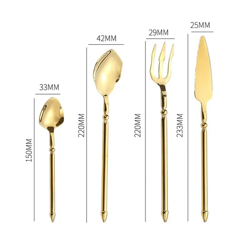 4pcs Upscale Cutlery Set 304 Stainless Steel Spoon and Fork Set Household Trident Kitchen Utensil Western Dinnerware Home Decor
