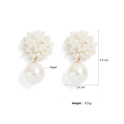 rendy White Spherical Imitation Pearl Drop Earrings