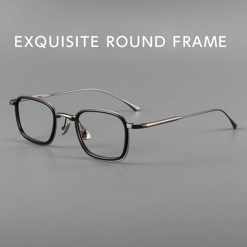Fashion Square Luxury Acetate Pure Titanium Eyewear Reading Business Retro Optical Prescription Eyeglasses Frame Men
