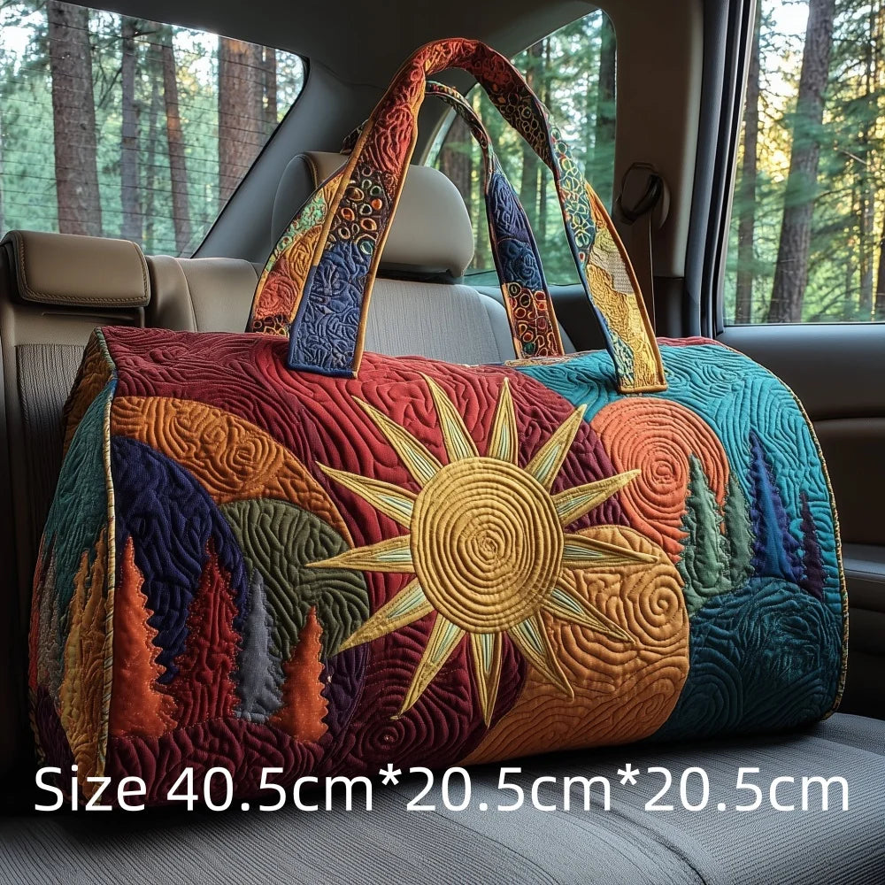 Hot Sale 3D Quilted Bag for Women Colorful Sun Pattern Travel Tote Bag Desert Cactus Forest Print Weekender Overnight Beach Bag