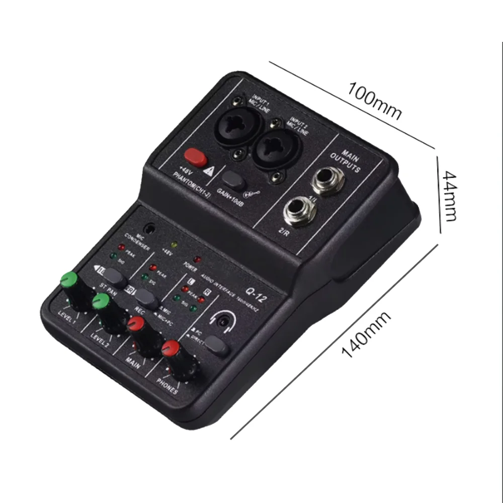 2 Channel USB Audio Interface Mixer With 48V Phantom Power For Recording Studio
