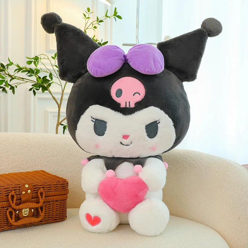 Sanrio Kawaii Kuromi My Melody Cinnamoroll Plush Toy Stuffed Doll for Kids Birthday Xmas Gift Large Cute Pillow for Sleeping