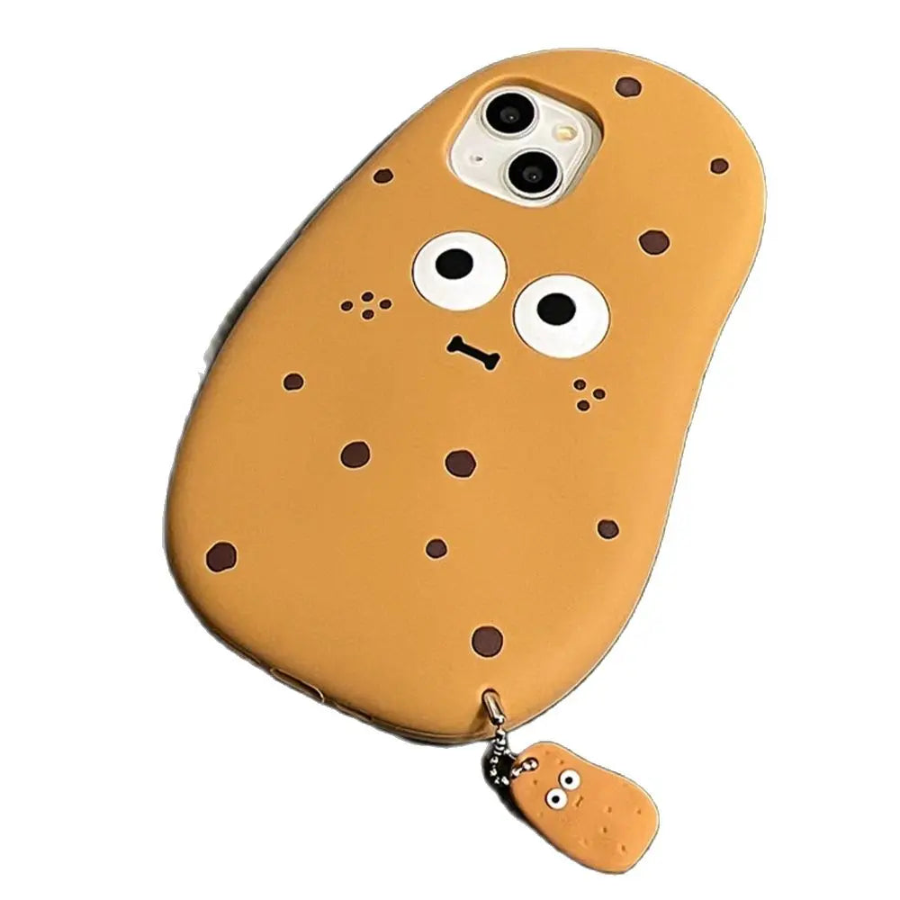 Cute Cartoon Potato Emoji Pendant Phone Case For iPhone 15 13 14 Pro Max Korea Lovely Camera Protection Soft Silicon Cover