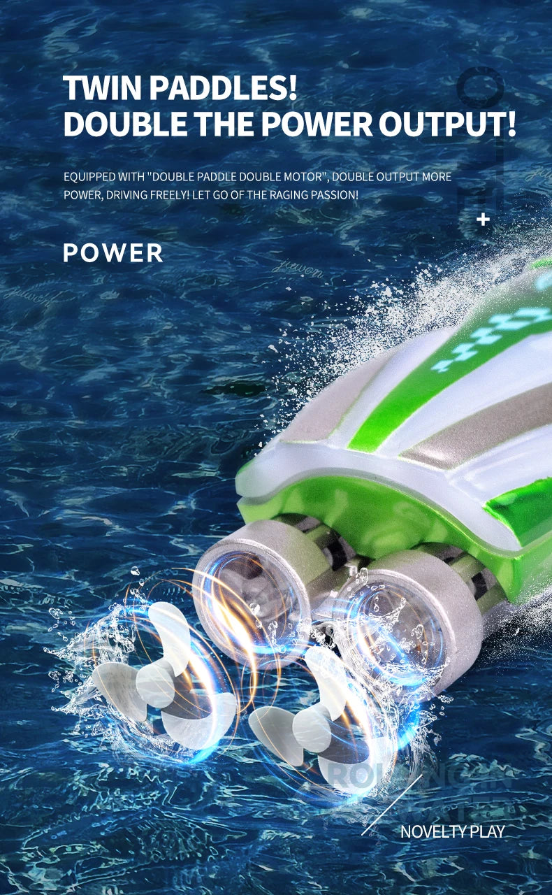 Mini Rc Boat Stunt 360 Degree Radio Remote Controlled High Speed Ship with Led Light Palm Boat Summer Water Toy Pool Toys Gifts