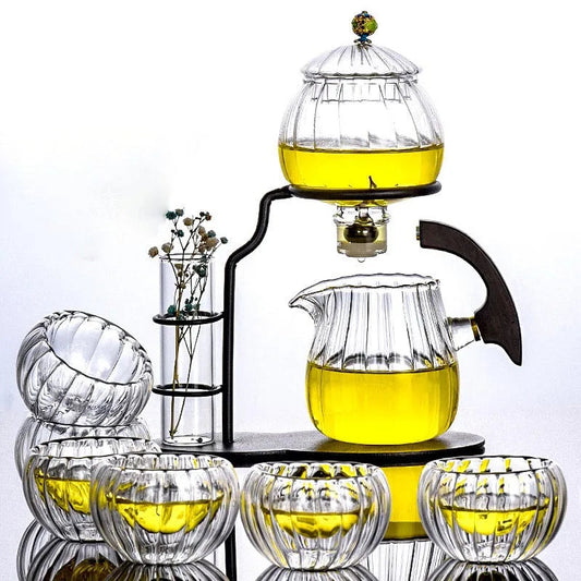 Lantern Model Glass Teapot Modern Decoration Kung Fu Teapot Drinkware Transparent Glass Tea Set 6 Cups For Drink