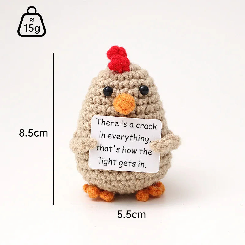 3 Pcs Positive Crochet Hedgehog Doll with Affirmation Card Home Room Decoration Funny Handmade Plush Doll Ornaments Christmas Gifts