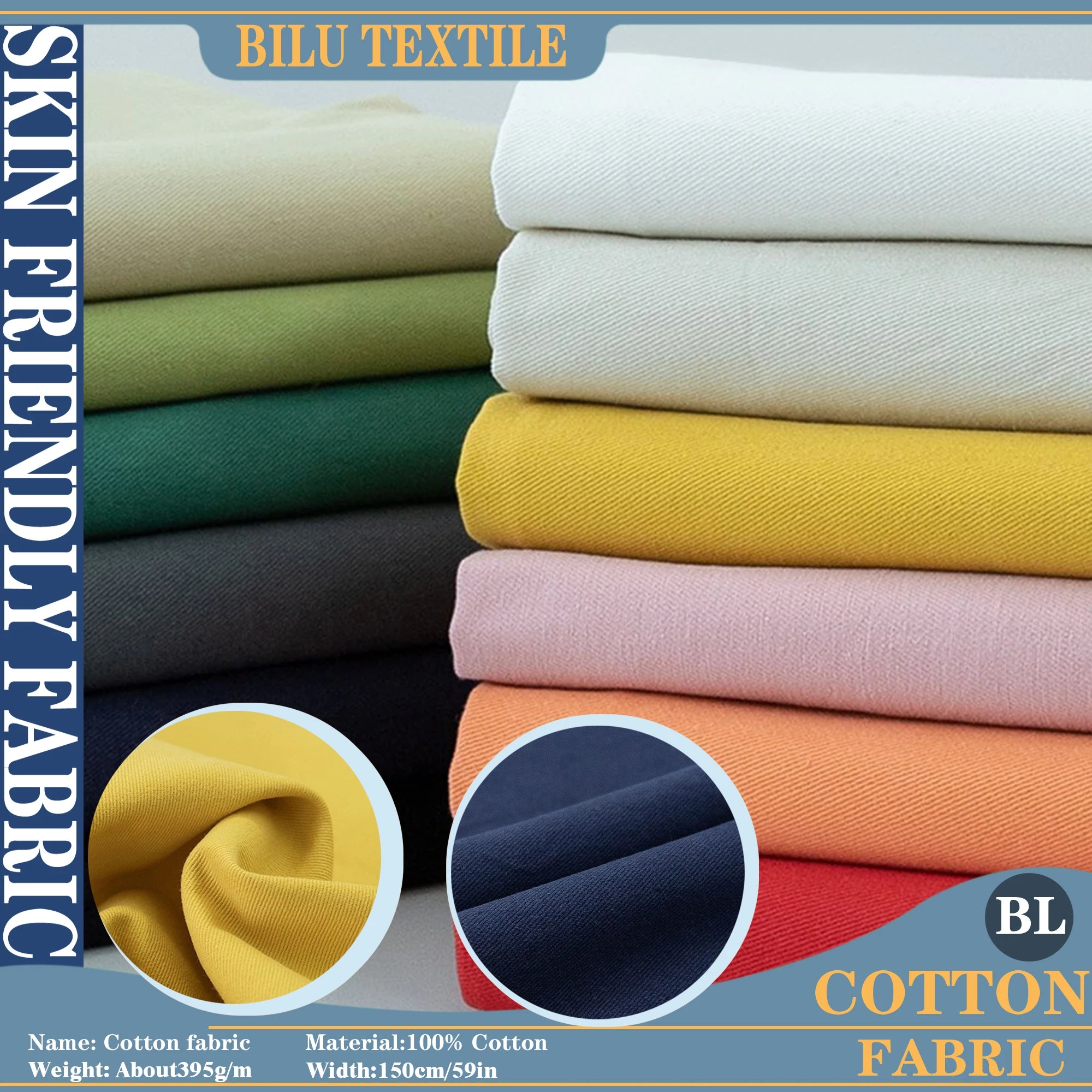 1/2/3M 100% Cotton Thickened Solid Color Clothing Jacket Suspender Skirt Dress Jeans DIY Sewing Fabric