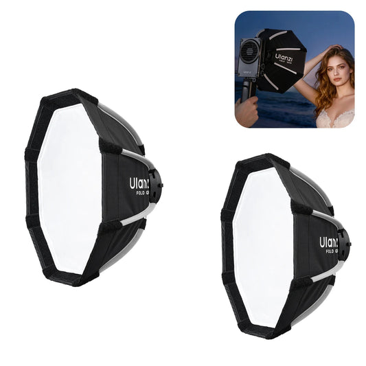 FOLD 30cm Octagon Softbox with Grid – Mini Bowens COB Light Flash, Lightweight & Quick Release
