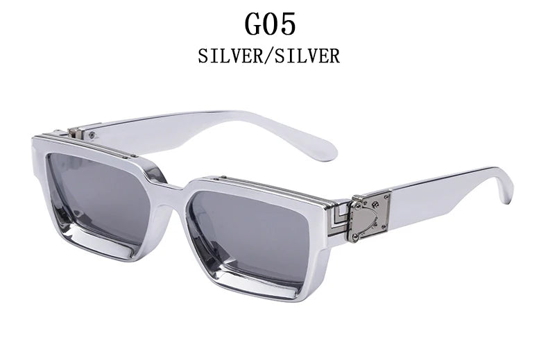 Retro Millionaire Square Sunglasses With UV400 Protection