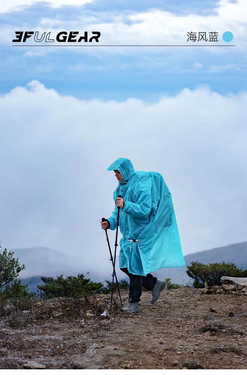 Ultralight Waterproof Nylon Rain Poncho for Hiking Cycling and Camping