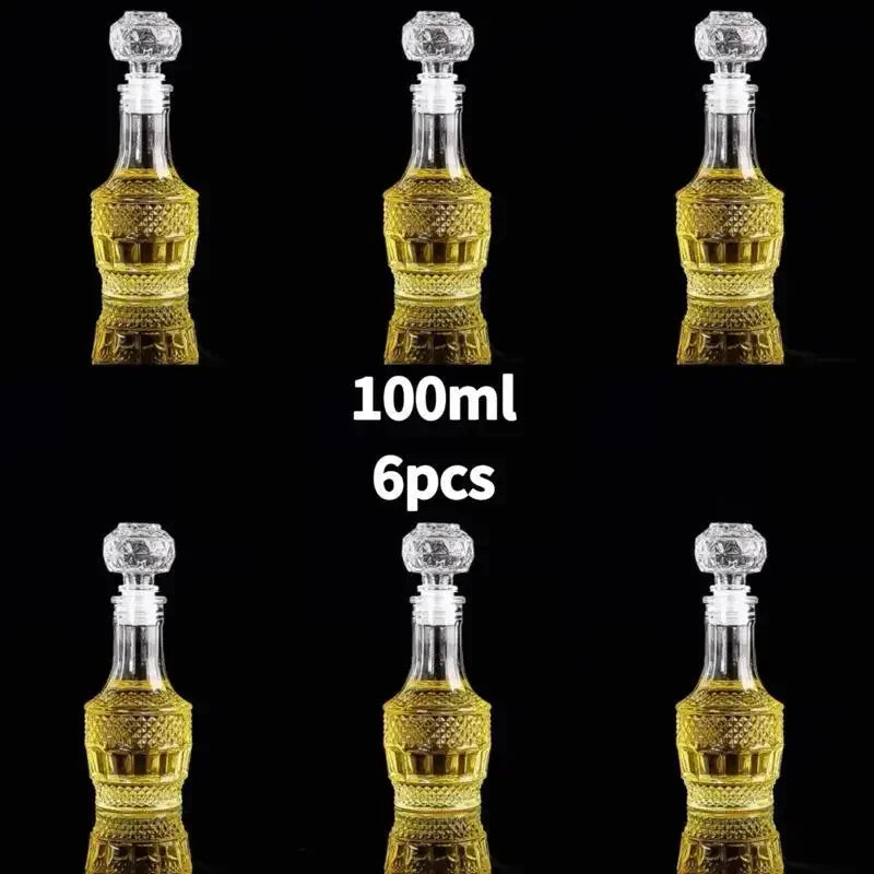 50ml 100ml 6pcs 12pcs Whisky Glass Liquor Bottle French Carved For Alcohol Wedding Gifts Wine Mini Container Storage Favour Set
