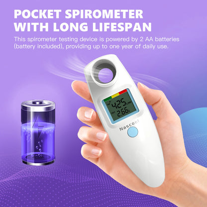 Digital Spirometer Peak Flow Meter for Asthma COPD (PEF) and Forced Expiratory Volume (FEV1) Smart Personal Portable Espirometer