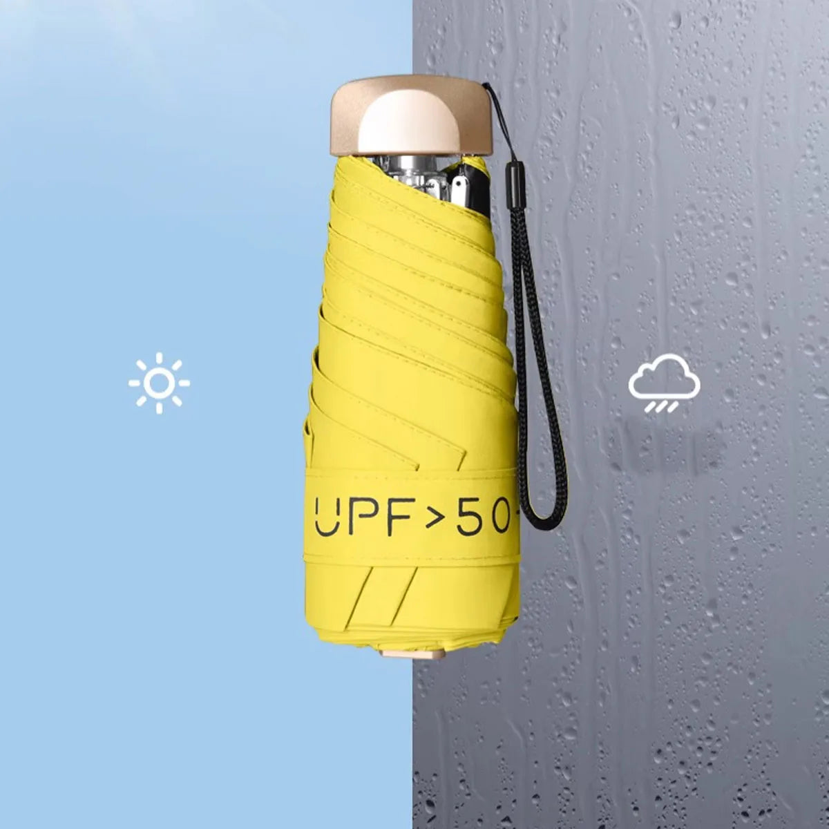 Mini Pocket Folding Umbrella Aluminum Alloy Frame Five Fold UV Protection Ultra Light Compact Travel Umbrella Sun Rain Use