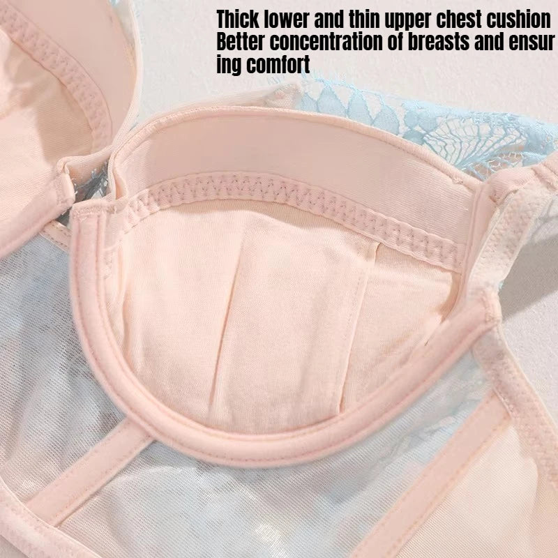 Womens Lace Embroidered Minimizer Underwire Bra