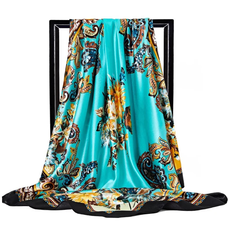 Scarves For Women Print Silk Satin Head Scarf Female Luxury Brand Square Shawl Large Hijab Scarfs