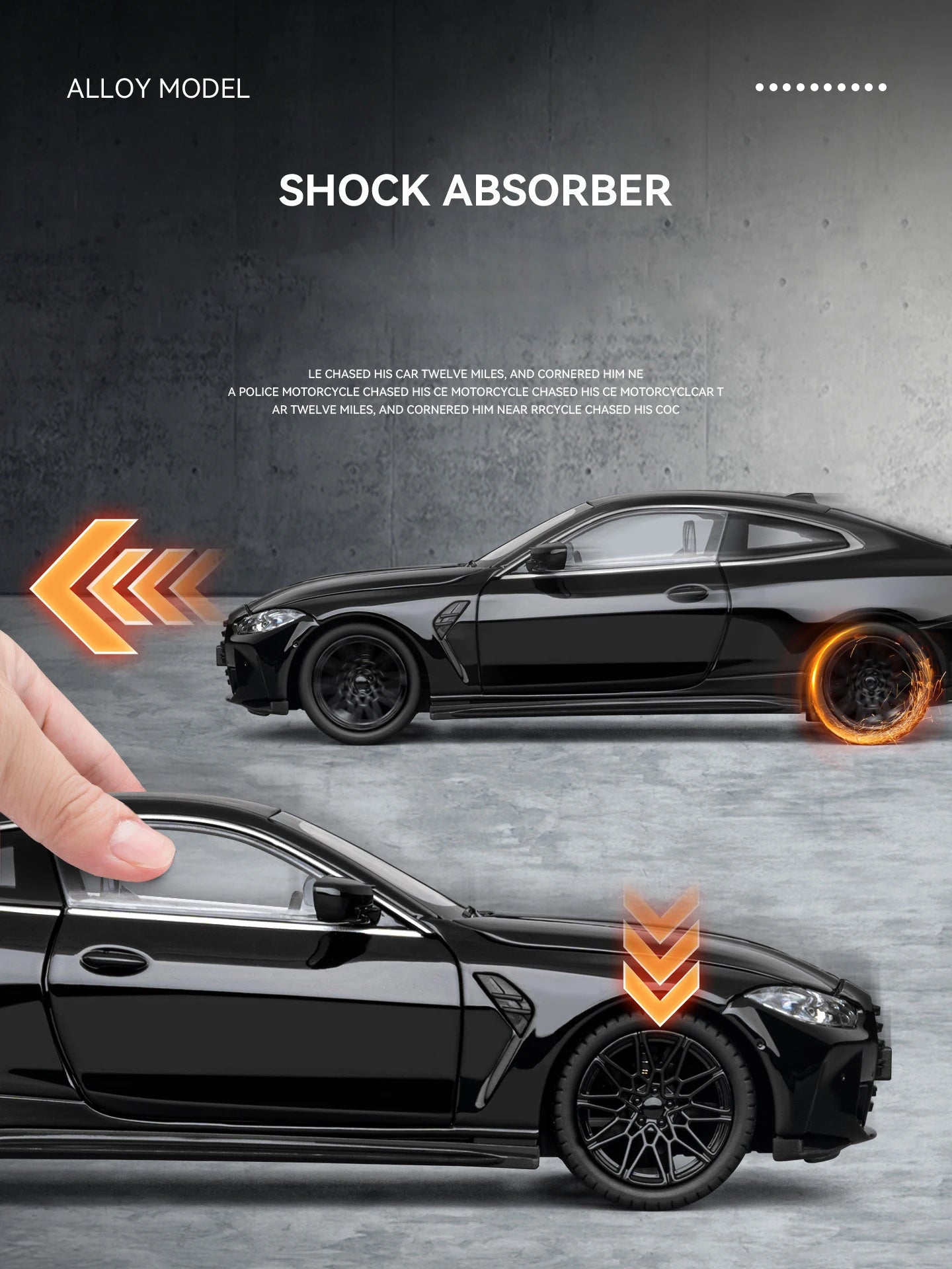1 24 Scale BMW M4 G82 Supercar Diecast Pull Back Model Car with Sound and Light