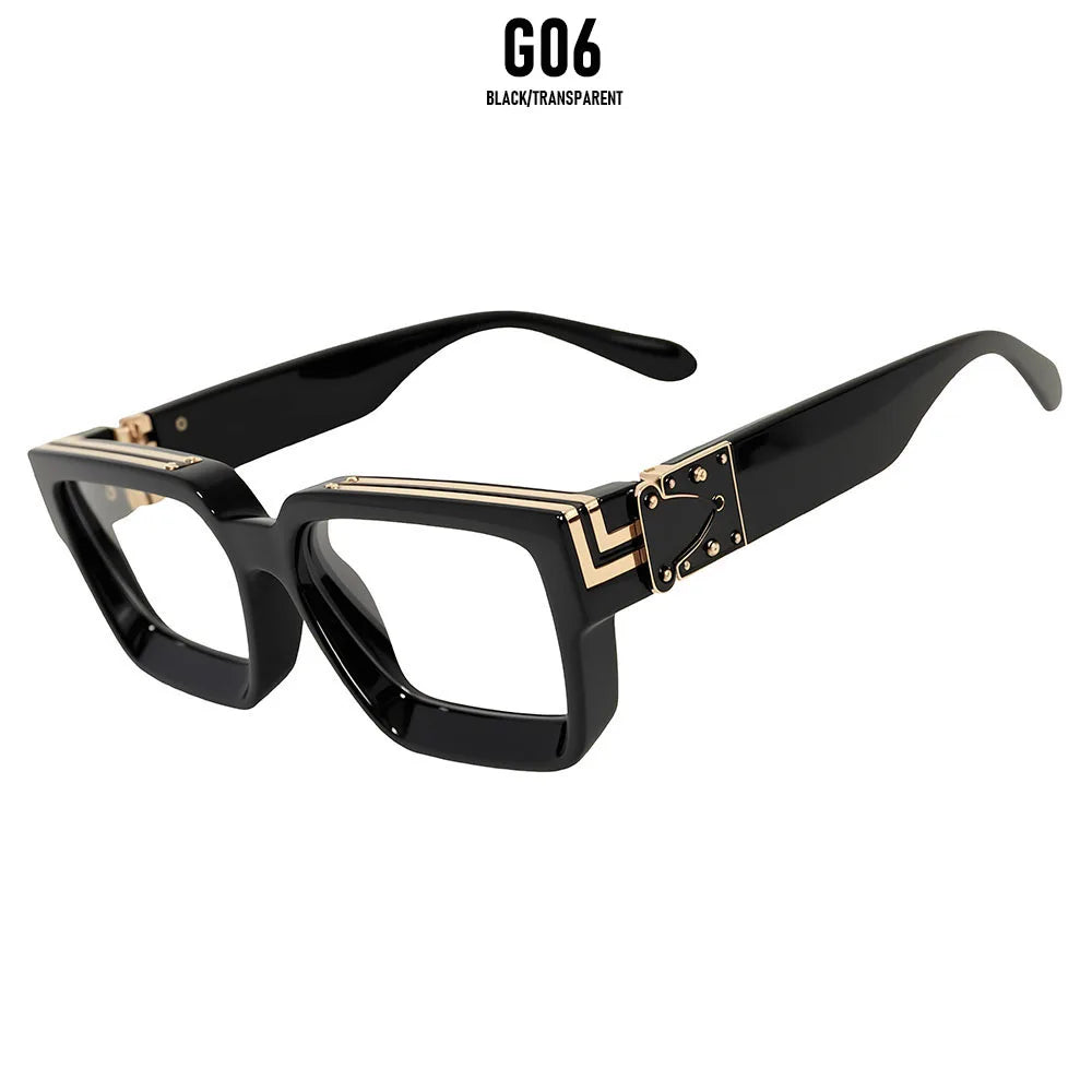 Vintage Square Thick Frame Sunglasses With UV400 Protection