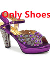 Style Matching Bag and Shoes Set Italian Women Design Shoes Matching Bag Decorated with Rhinestone Luxury Pumps Women