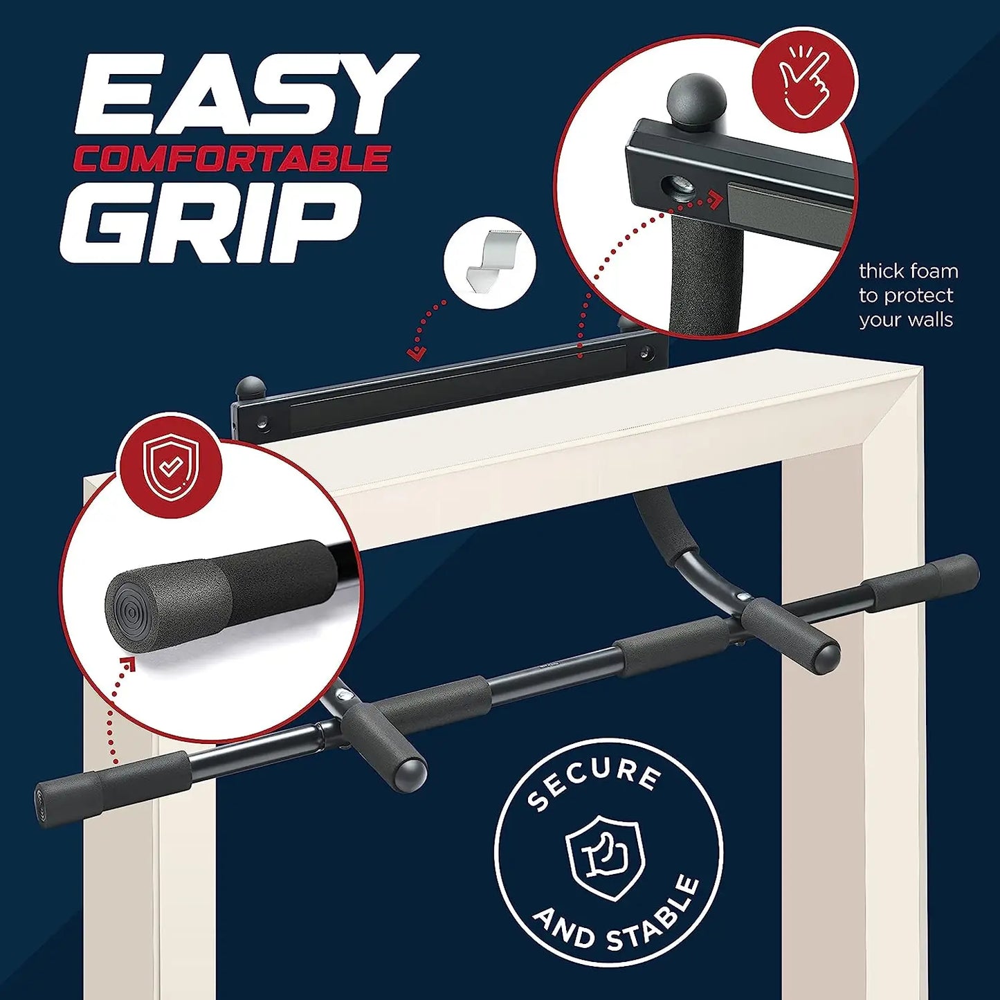 Pull Up Bar Doorway Heavy Duty Chin Up Bar Trainer Portable Workout Bar With Foam Grips Fitness Equipment for Home Exercise