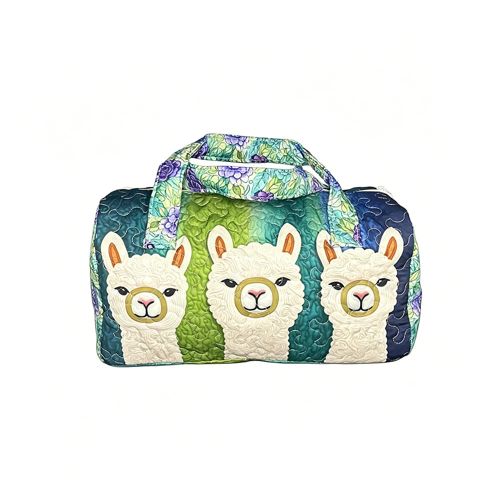 3D Quilted Travel Tote Bag Animal Print Bear Flamingo Peacock Llama Lion Boho Art Tote for Men Women Weekend Beach Trip Bags