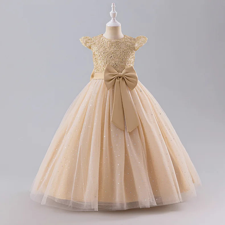 Girls Princess Dress - Fluffy Tulle Ball Gown with Bow Belt First Birthday Party Dress, Flower Girl Wedding Outfit