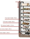 4/5/6/7/8 Tiers Metal Frame Shoe Rack Shoe Organizer Closet Space Saving Shoe Shelf for Entryway Tall Shoe Rack Load-Bearing