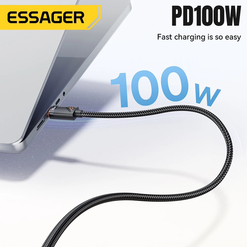 2-in-1 USB-C to USB-C + Lightning PD 100W Fast Charging Cable
