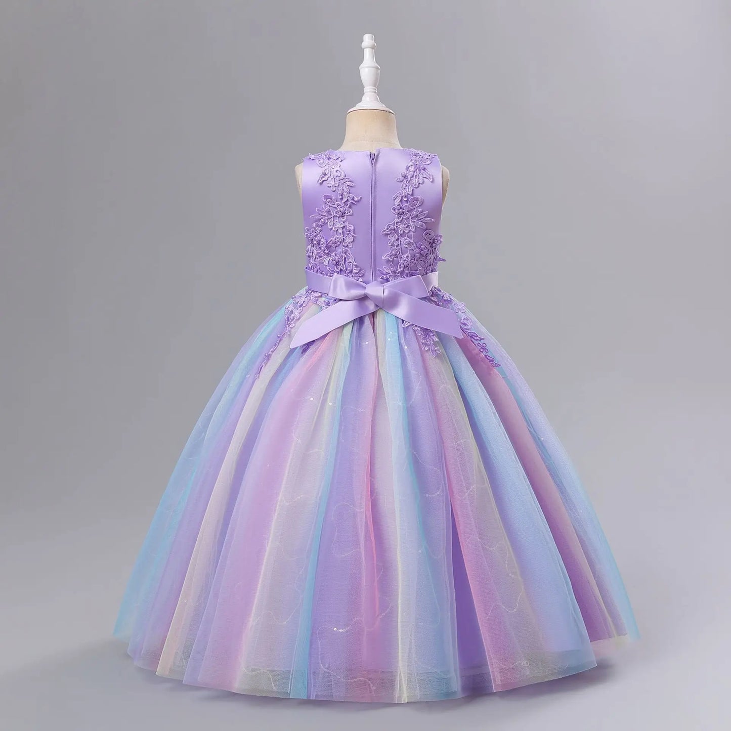 Girls Princess Ball Gown Floral Lace Tutu Dress for Flower Girl / Birthday / Pageant Wedding Party Dress