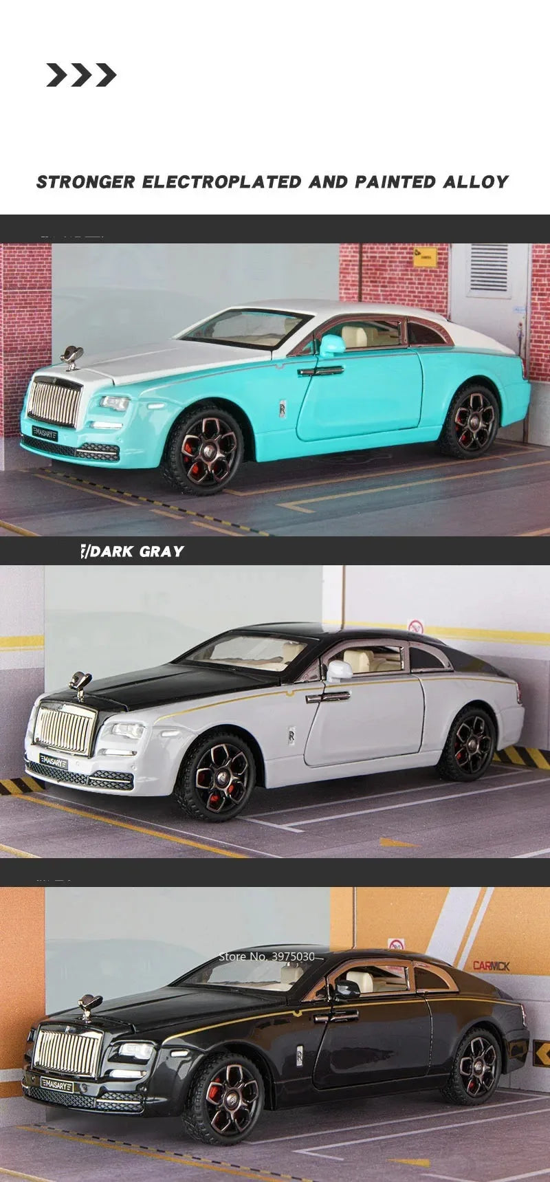 1:32 Scale Rolls-Royce Phantom 6x6 Wraith Car Model Toy Diecast Metal Alloy Off-Road Vehicle Models Sound Light Gifts