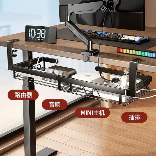 Under Desk Cable Management Tray,Extendable Sturdy Steel Under Desk Cord Hider Raceway,Power Strip Cord Holder Wire Management